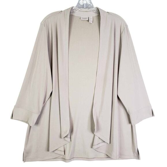 Easywear By Chicos Knit Cardigan Open Front Beige Tan Size 3 US XL LS - Picture 2 of 9